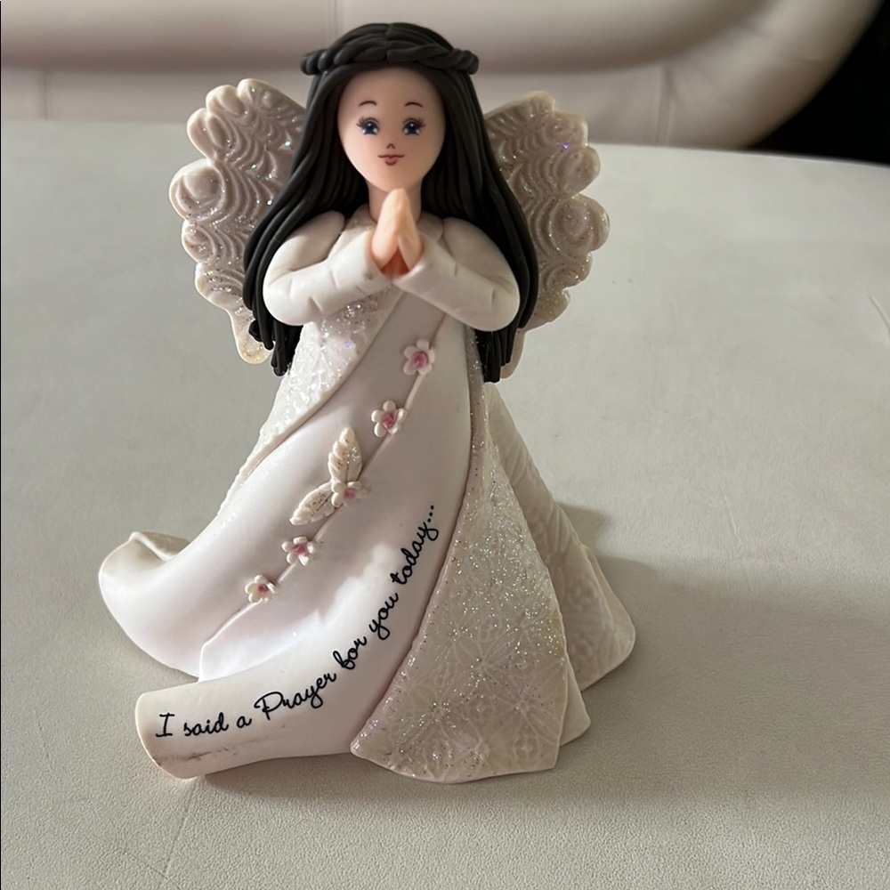 Praying Angel Figurine with Glitter Accents